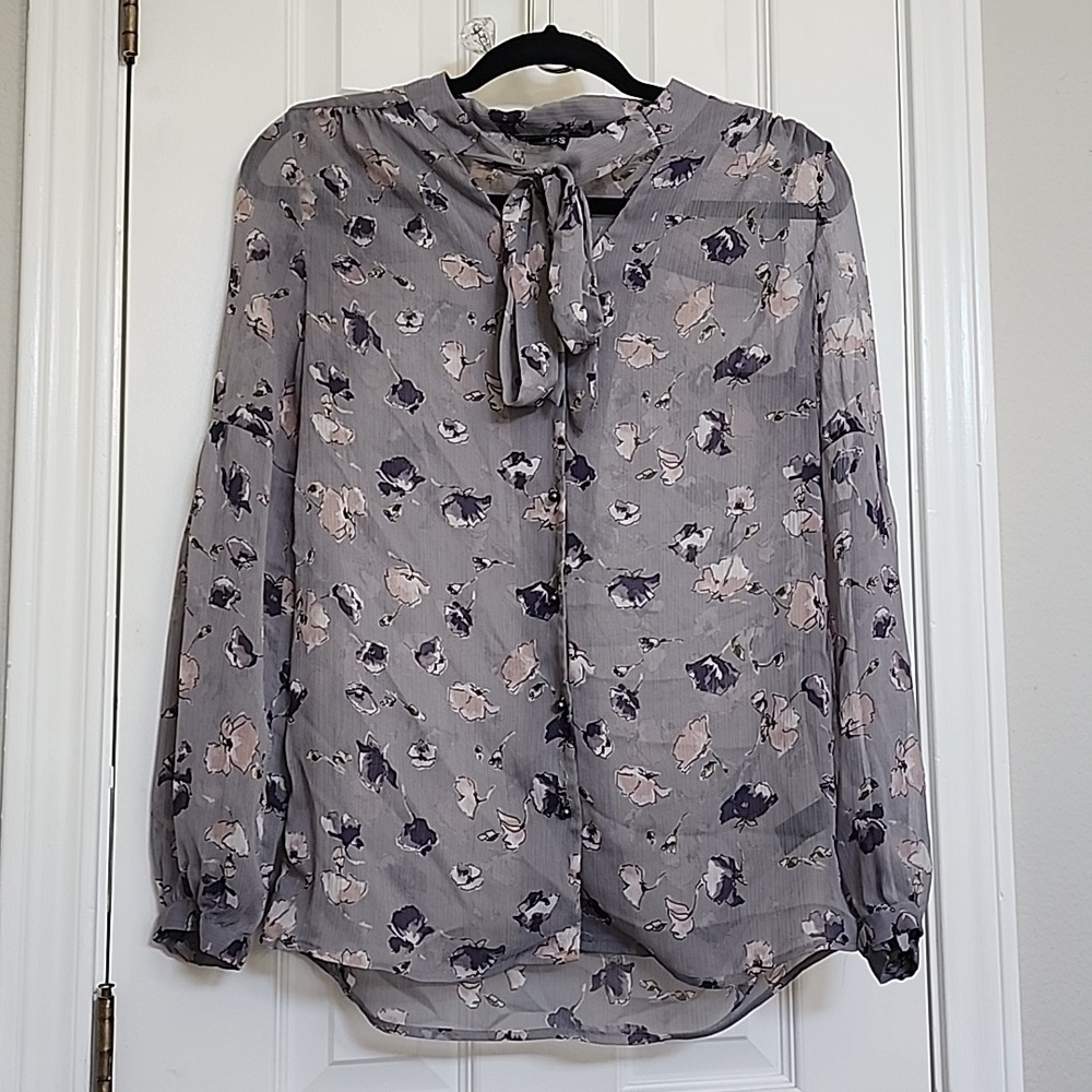 Express Gray Floral Blouse Size XL​​​​​
